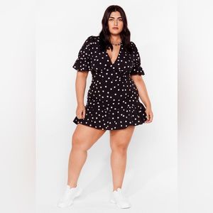 Nasty Gal Black and White Polka Dot Mini Dress Sz 14